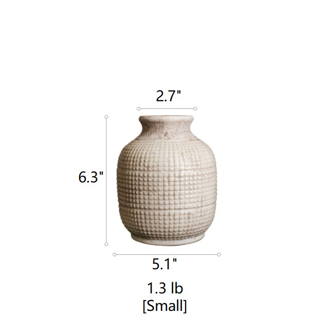 White Textured Porcelain Ceramic Jar Vase - HER Home Design Boutique
